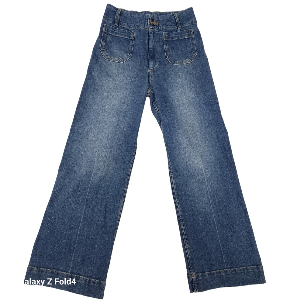 Pilcro The Skipper Wide Leg Jeans Medium Wash High Rise Front Patch Pockets 25